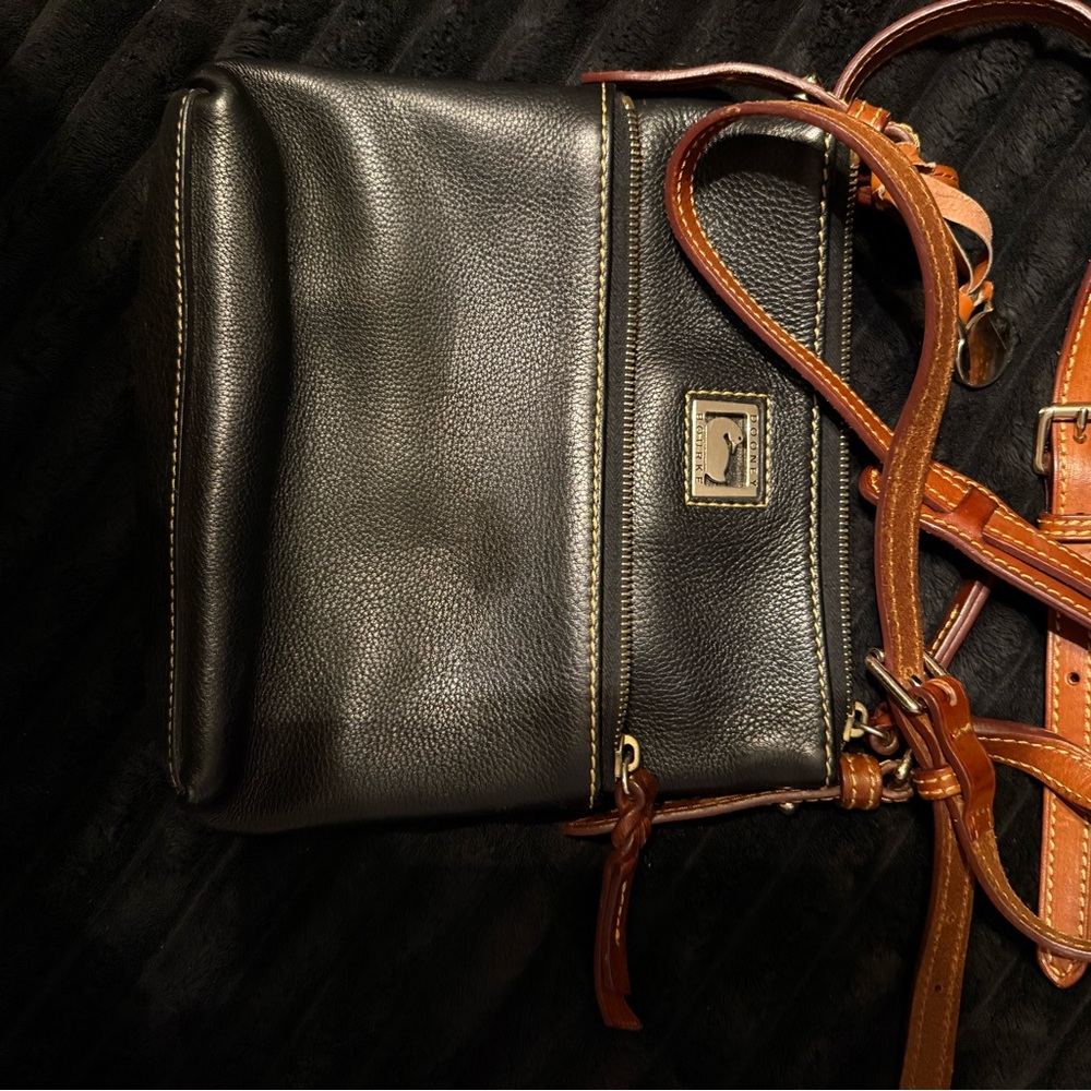 Dooney & Bourke Leather Crossbody Bag with Brown Straps